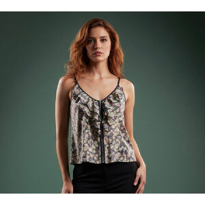 Mark. Floral Ruffle Camisole XL Multi-color Black